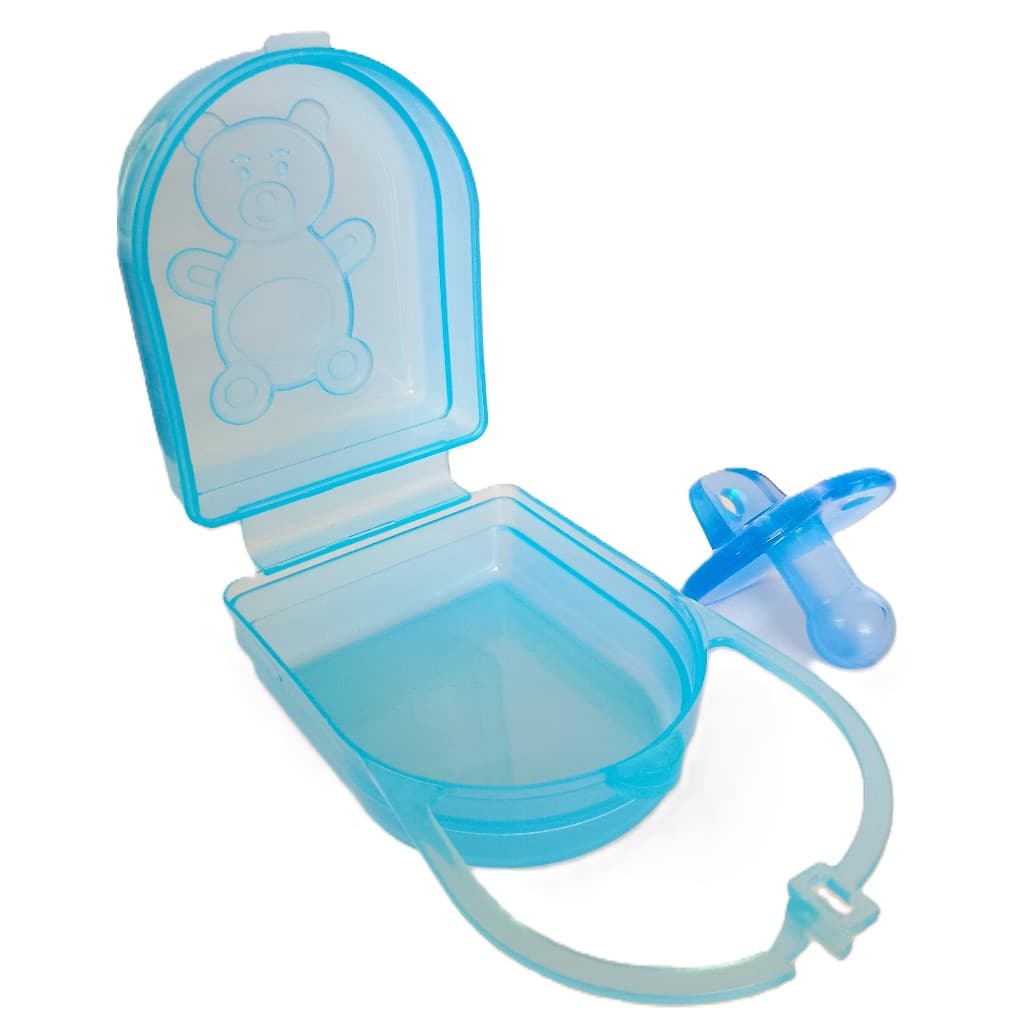 Kit Porta Chupeta + Chupeta 100% Silicone Convencional (a cima de 6 meses) - AZUL
