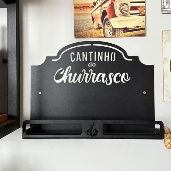 Porta Tempero Condimento  Suporte Placa Decorativa com Porta Temperos goumert area de churrasco