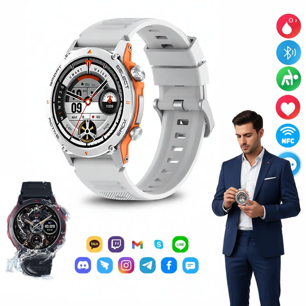 Relógio Inteligente Smartwatch ZW13 A Prova D'água Redondo Tela Amoled GPS Relógio Inteligente e Chamadas Telefônicas