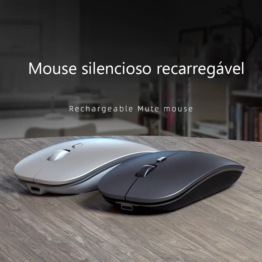 Mouse de carregamento modo duplo Bluetooth sem fio Mouse recarregável de escritório silencioso