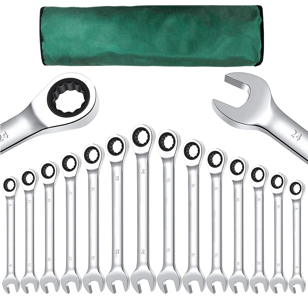 Jogo de chave combinada Catraca Boca Fixa Estrela 8 a 24mm 14 peças Profissional