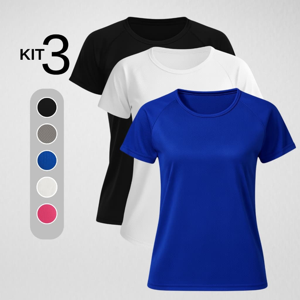 Kit 3 Camisetas Feminina Dry Fit Roupa Academia Fitness