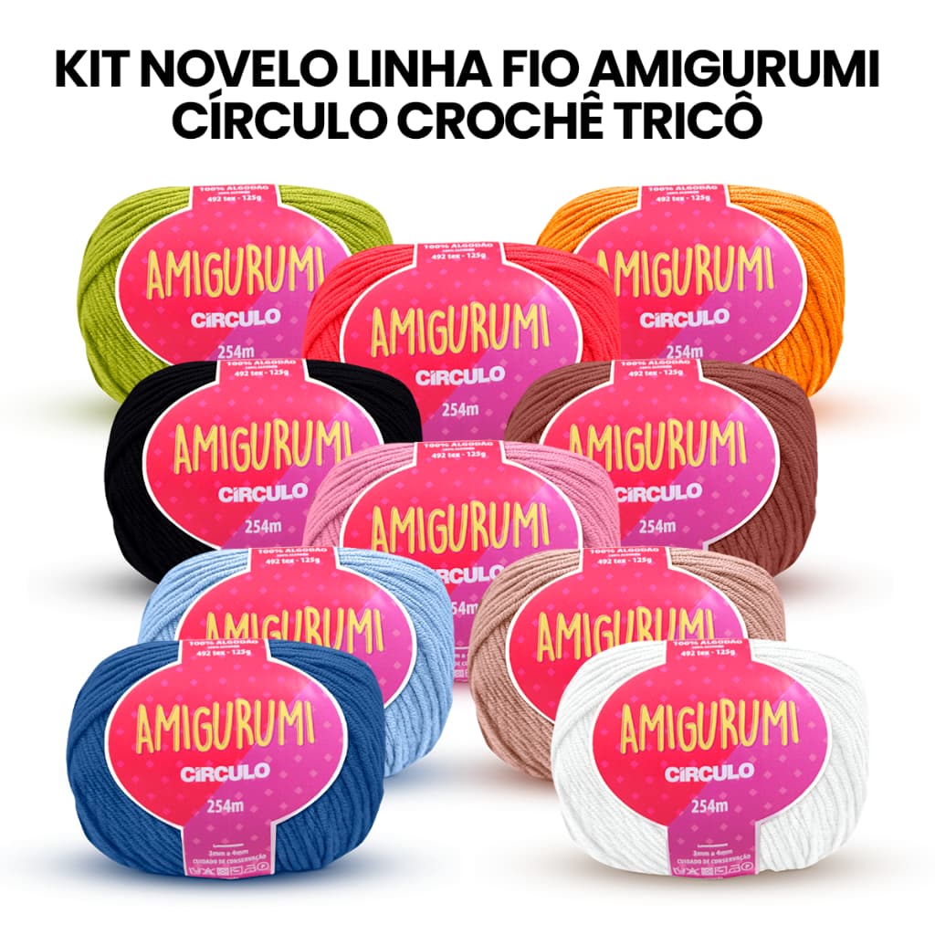 Kit Novelo Linha Fio Amigurumi Círculo Crochê Tricô Envie suas Cores