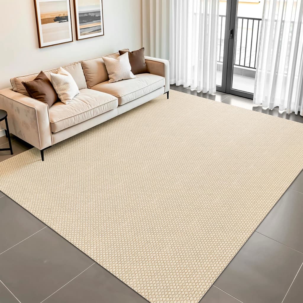 Tapete Sisal Sintético Algodão 2,50 x 2,00 e 3,00 x 2,00 Antiderrapante Sala Quarto Decoração Bege