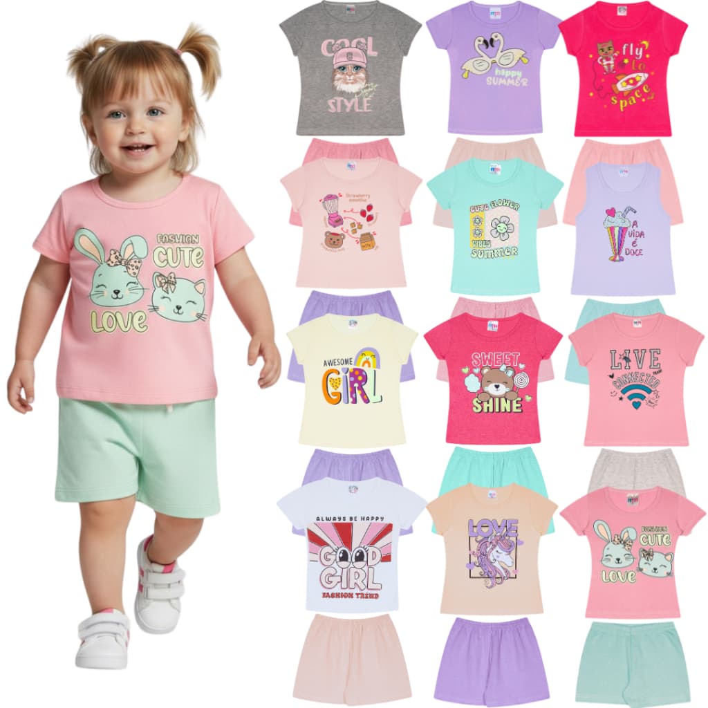 Kit Roupa Bebe Menina do Tamanho 1 ao 14 Anos | Conjunto Roupinha de Bebê Sortido | Roupa Bebe Menina Verão