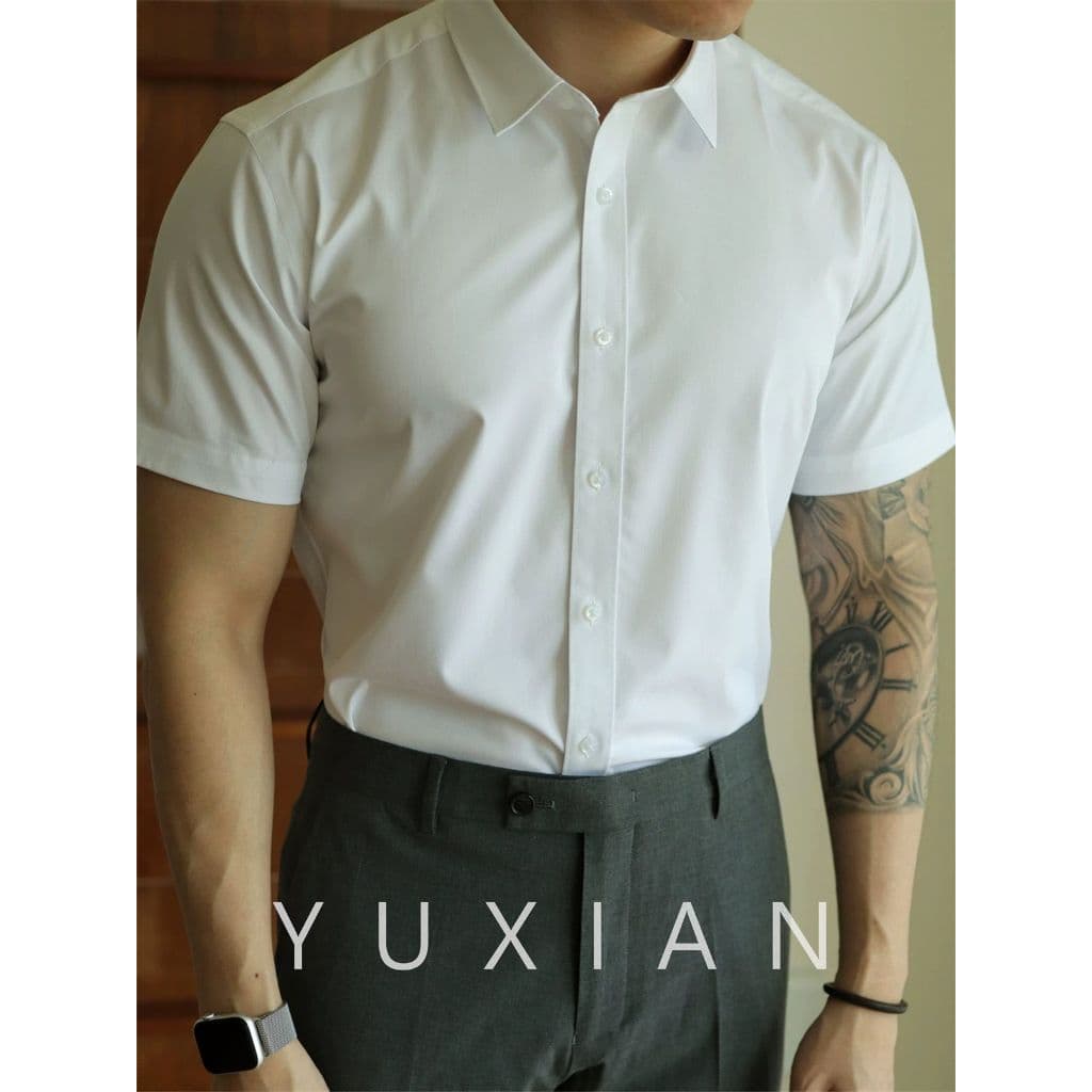 Camisa Social Masculina Manga Curto Slim Cores vibrantes lisa Verão Carnaval 2026