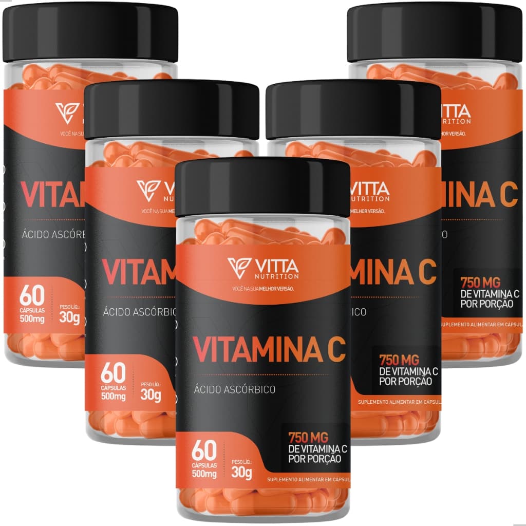Vitamina C Kit 5 Frascos Suplemento Natural Vitamina Concentrada E Pura Autêntico