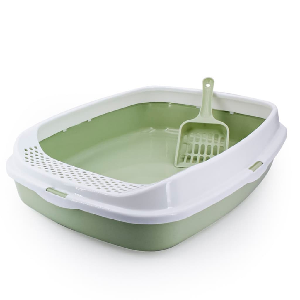 Caixa De Areia Sanitária Gato Higiênica Fácil De Limpar C/pá Verde