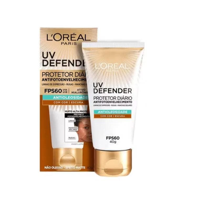 Protetor Solar Loréal UV Defender FPS 60 Antioliosidade com cor Escura 40g