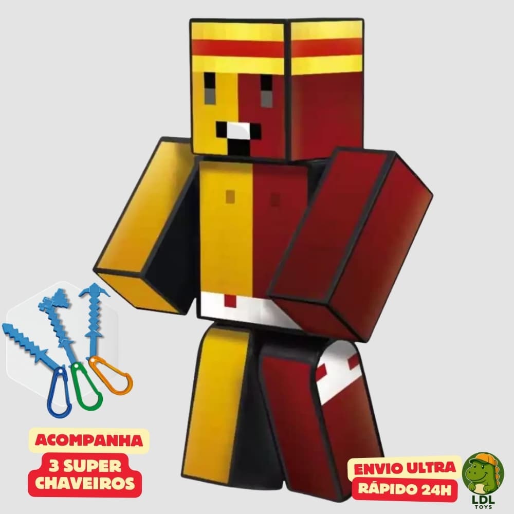 Boneco Geleia 25cm Articulado Acompanha 3 Chaveiros Youtuber Original Algazarra
