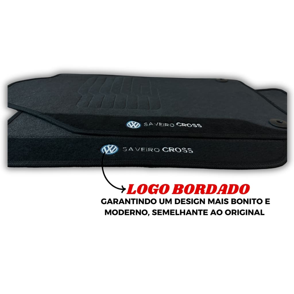 KIT 3 TAPETES AUTOMOTIVOS VW SAVEIRO CD CROSS ANO 2013 TAPETES EMBORRACHADOS 100% IMPERMEAVEL
