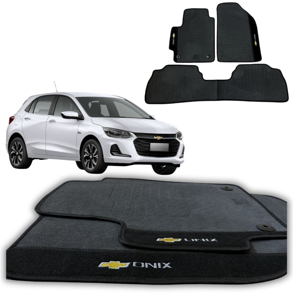 KIT 3 TAPETES AUTOMOTIVOS GM ONIX ANO 2020/2023 TAPETES EMBORRACHADOS 100% IMPERMEAVEL