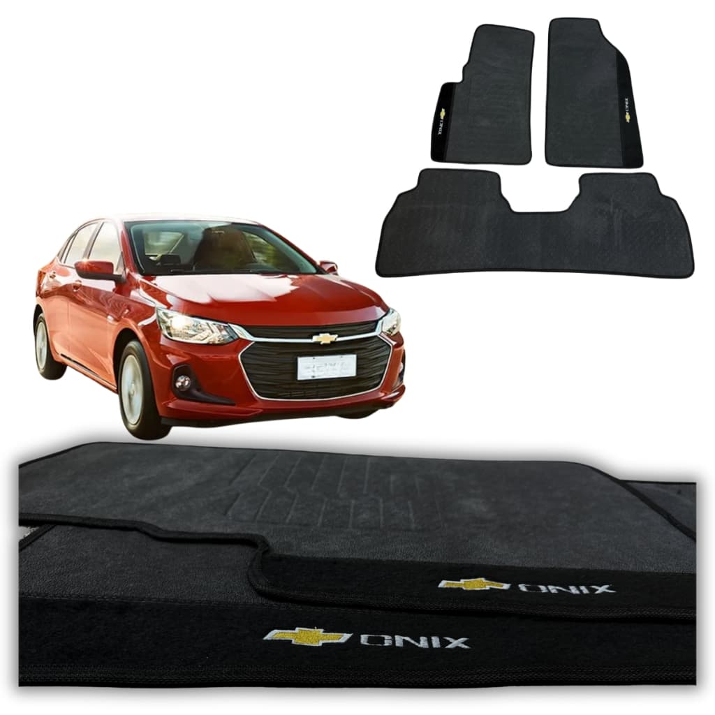 KIT 3 TAPETES AUTOMOTIVOS GM ONIX PLUS ANO 2020/2024 TAPETES EMBORRACHADOS