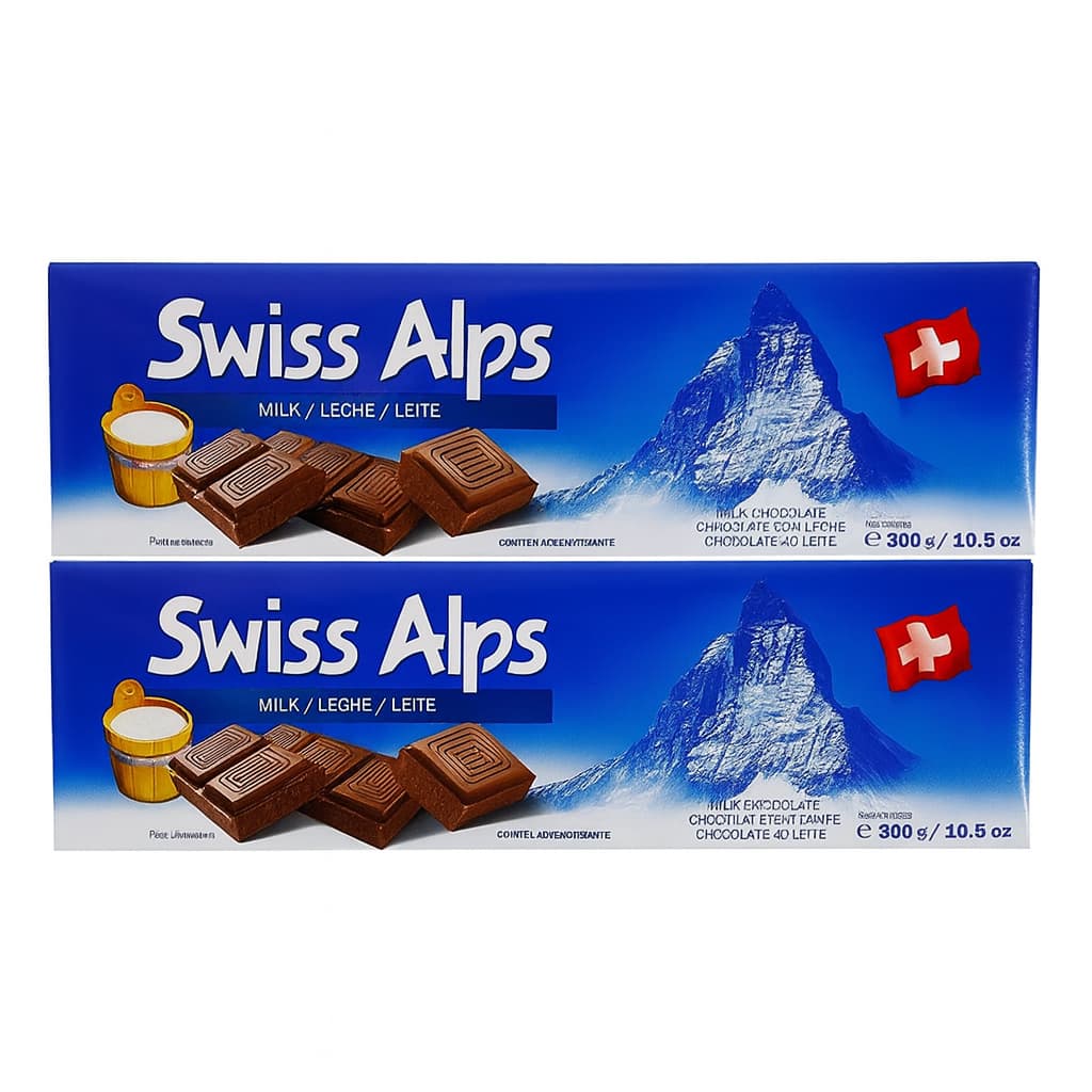 Kit 2 Barras Chocolate ao Leite Swiss Alps 300g – Tablete Premium Importado