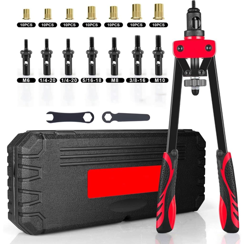 Rebitador Manual Rosca M3-M10, Alavanca c/ 70 Nozes, Kit Ferramentas Profissionais Completo