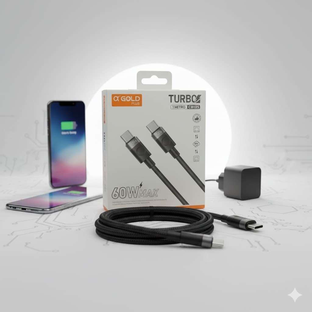 Cabo Tipo c Turbo 60W USB-C Para Tipo C Cabo original A'GOLD Carregamento Rápido CB125