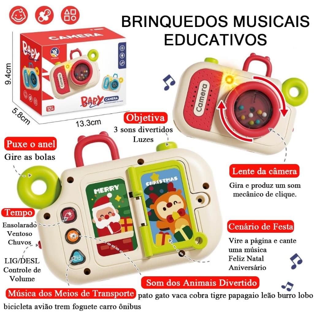 7 Em 1 Musical Para Bebê Brinquedos De Menino Menina Educativo 0 a 6 meses Brinquedos Para Crianças De 1 Ano Com 14 Sons