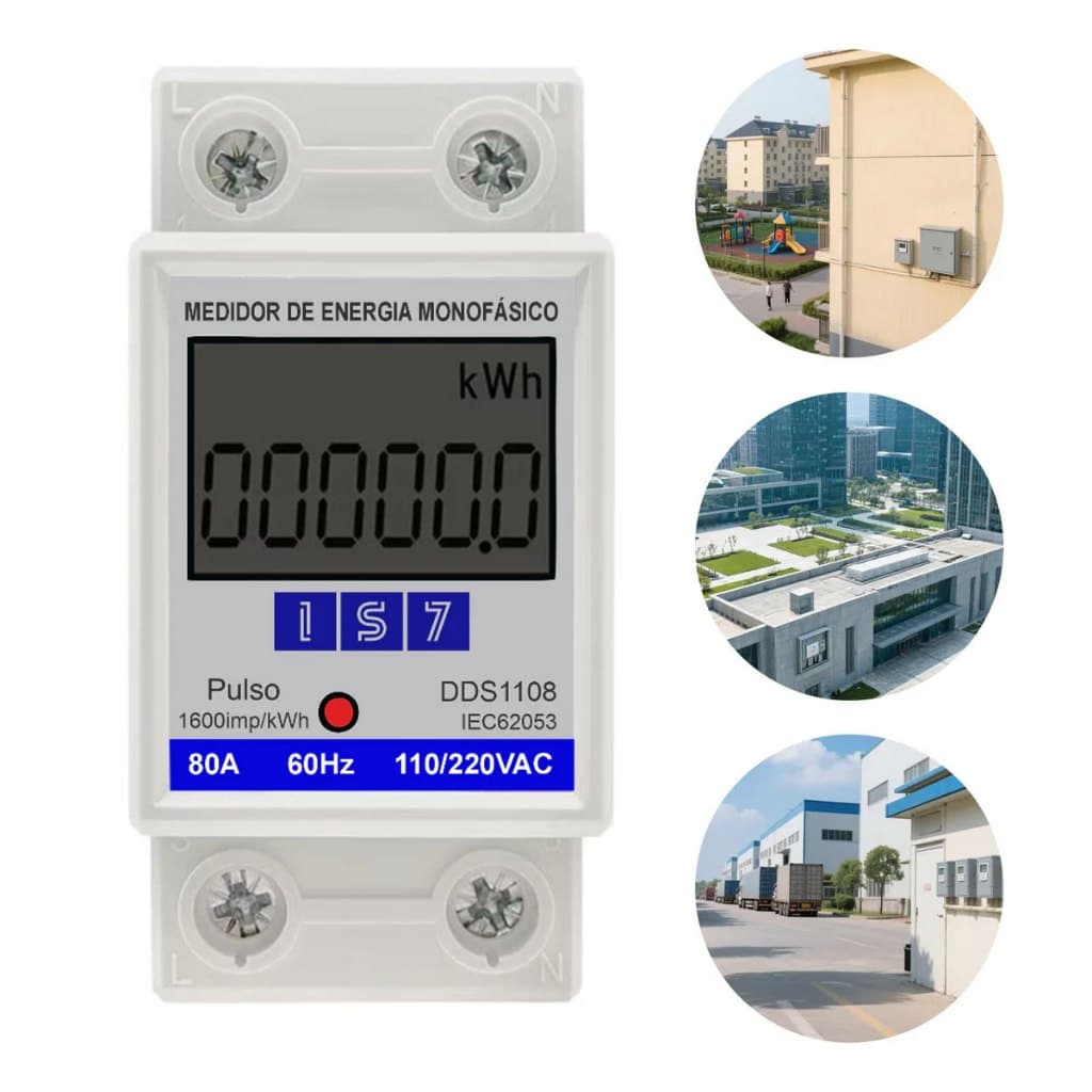 Medidor De Energia Monofásico Fácil De Instalar KWH AC Digital WattHour Meter 220V 60A 80A