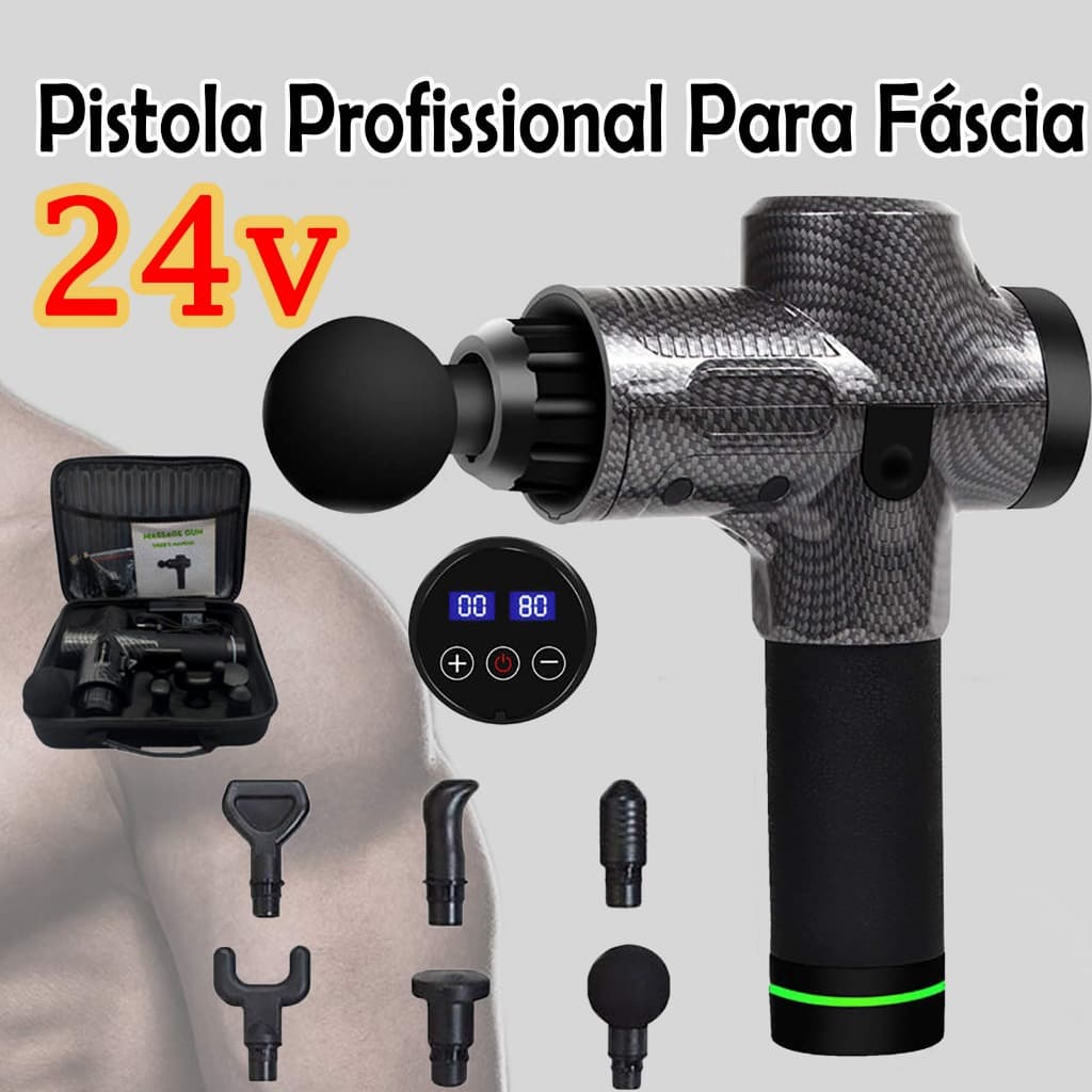 Massageador Pistola Liberação Miofascial Muscular Carbono,Pistola Massageadora Profissional Com Liberação Miofascial