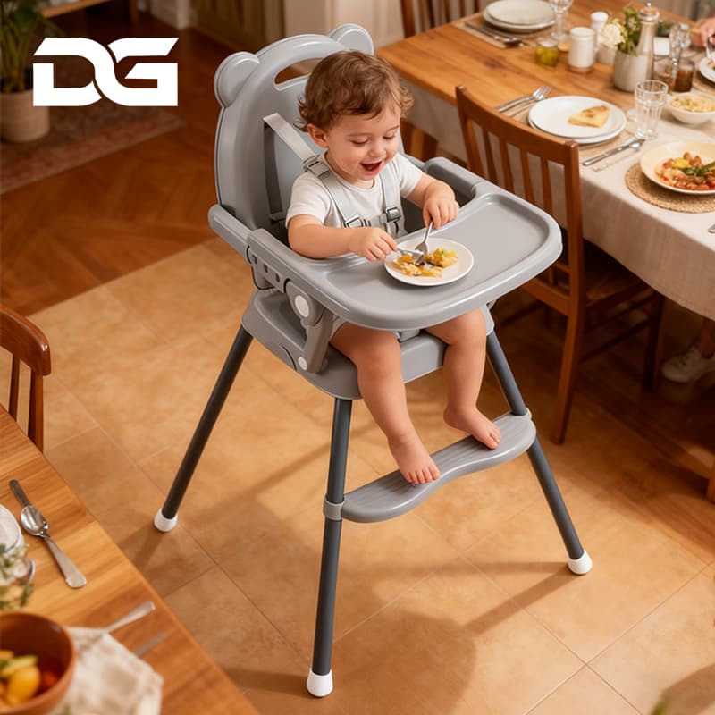 Cadeirinha de Alimentação para Bebê Dobrável Portátil Cadeira Alta Ajustável em Altura Com Mesa P19