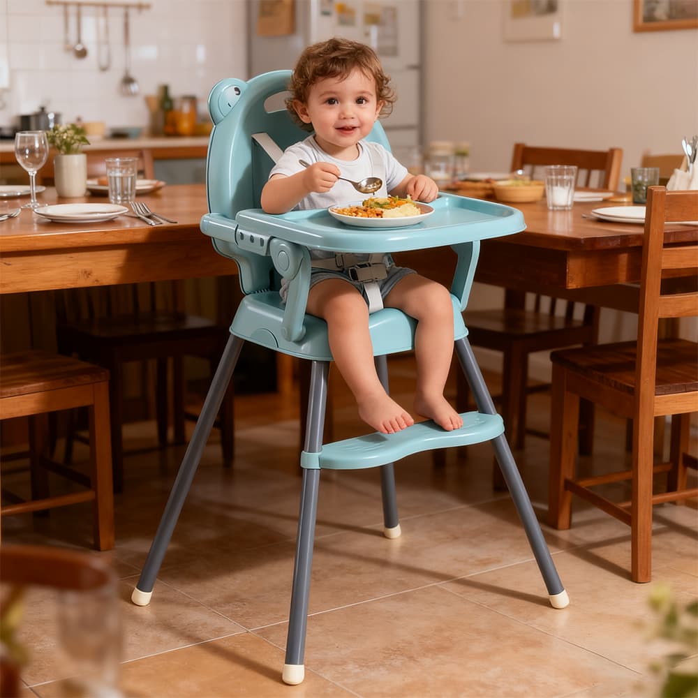 Cadeira de alimentação para bebê Portátil Dobrável Ajustável em Altura jantar Com Mesa multifunções