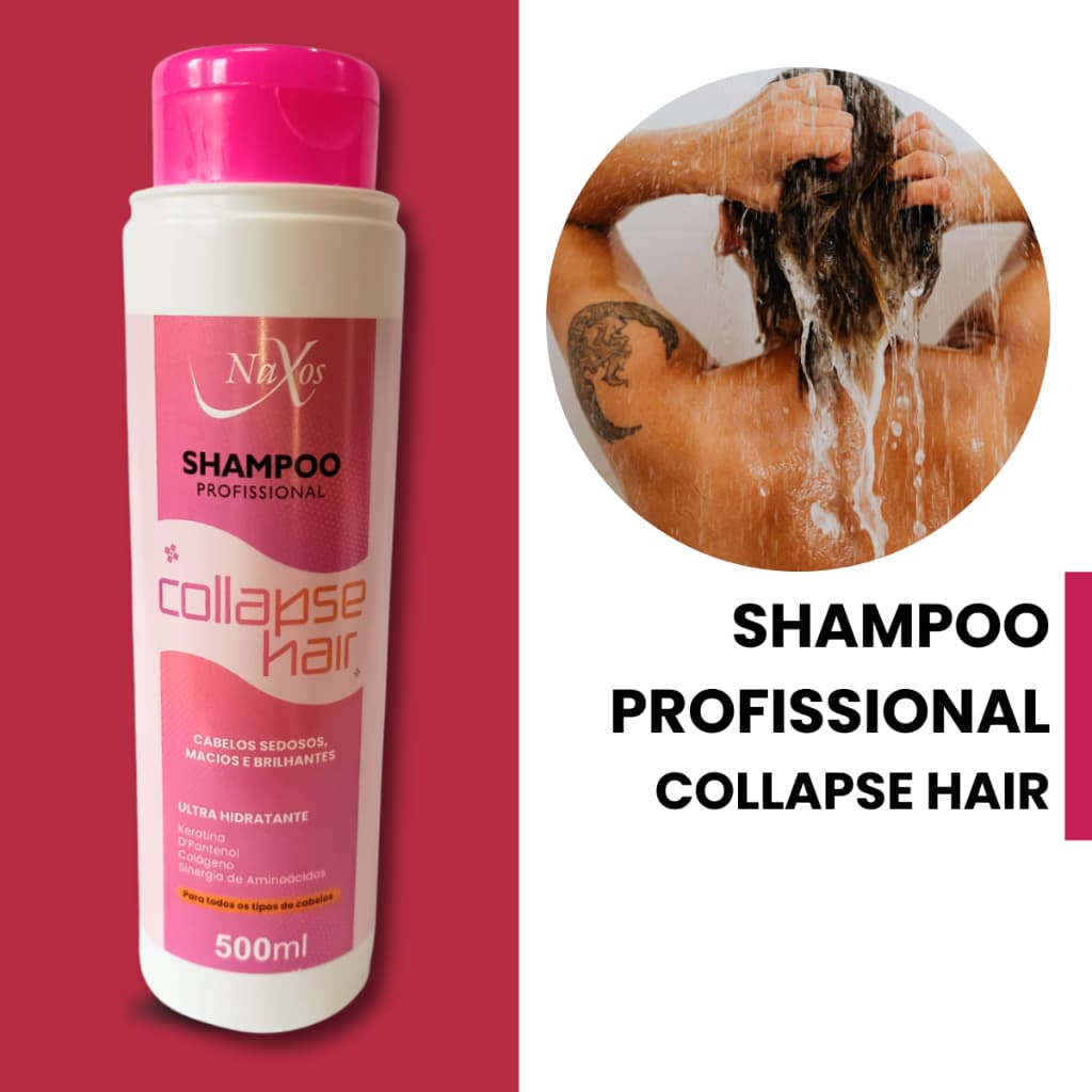Shampoo Profissional Collapse Hair Naxos 500ml – Ultra Hidratante, Brilho e Maciez