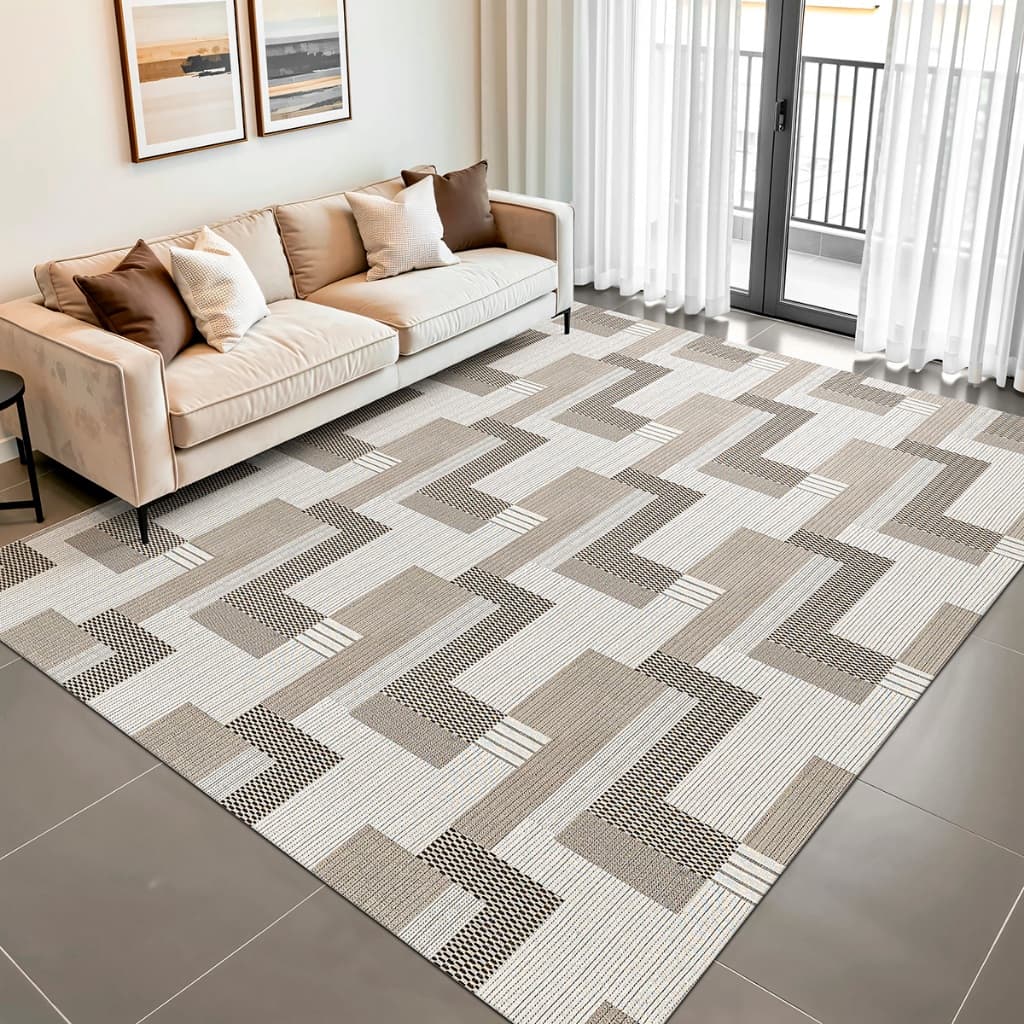 Tapete Geométrico Antiderrapante 3,00 x 2,00 Sala Quarto Decorativo Moderno Elegante Artesanal Tear