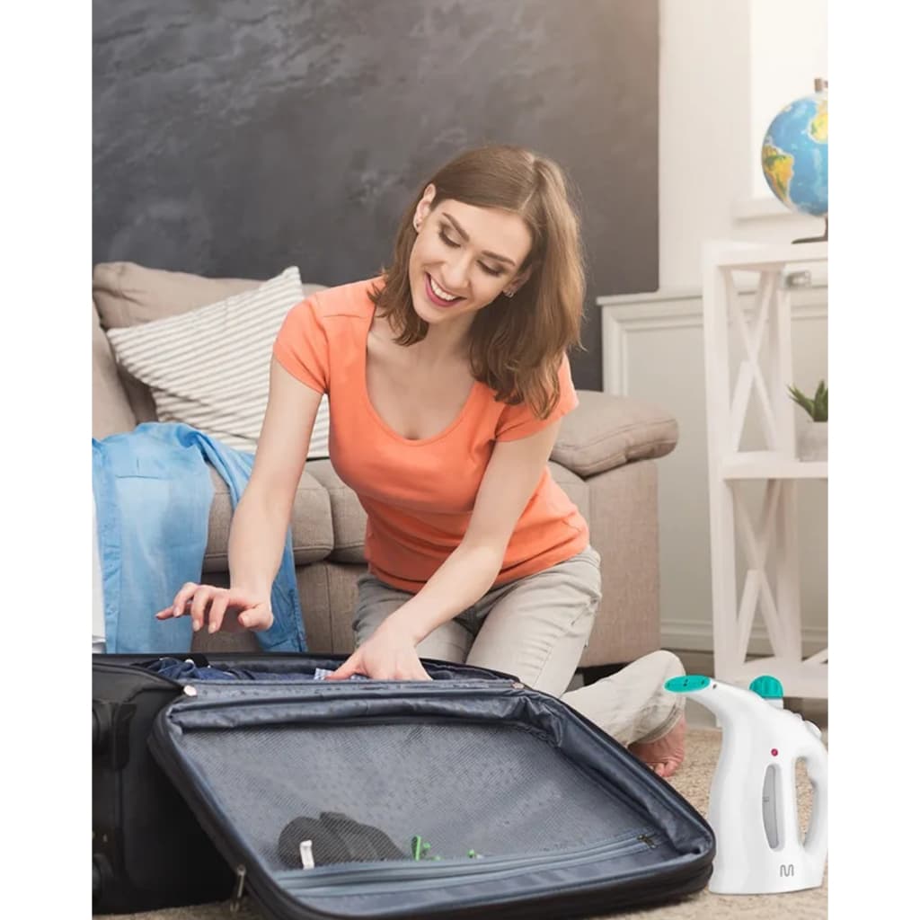 Vaporizador Passadeira de Roupas Portátil 800W  Branco Higienizador a Vapor para Viagem Desamassa e Higieniza Roupas