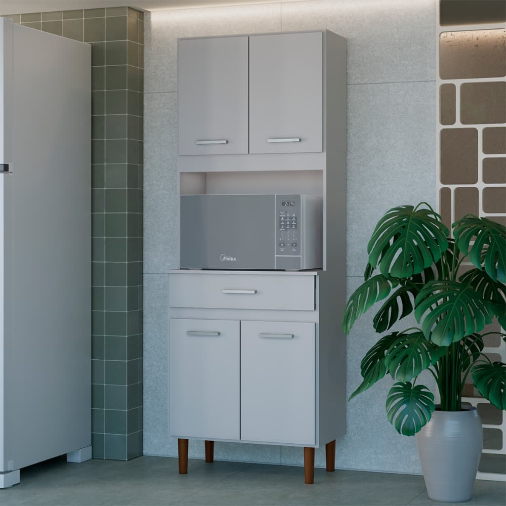 Armário Cozinha Compacta com Gaveta Multiuso Organizador Suporte Microondas - Móveis Bonatto