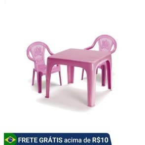 OFERTA Mesinha Infantil Rosa 46x38cm+2 Cadeira Poltroninha Kids INJEPLASTEC
