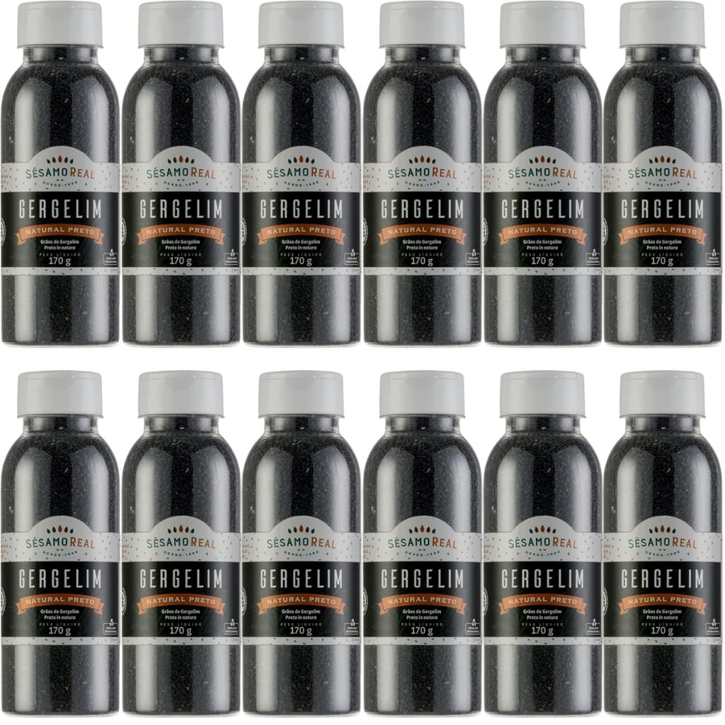 Kit 12 Gergelim Preto 170g Sésamo Real | Integral Natural Ideal Saladas Pães e Receitas Saudáveis