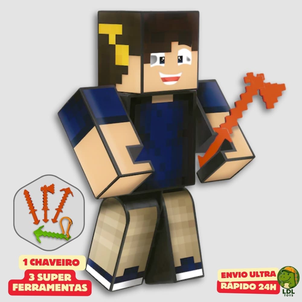 Boneco Marcelo DRV 15cm Articulado Acompanha 3 Ferramentas Youtuber Original Algazarra