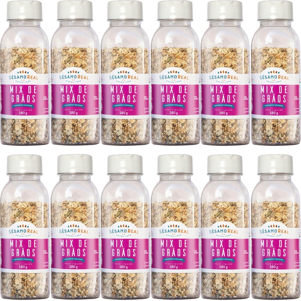 Mix Saudável de Grãos Tostados 180g Crocante Natural Saladas Bowls Fit Kit Combo 12 Unidades