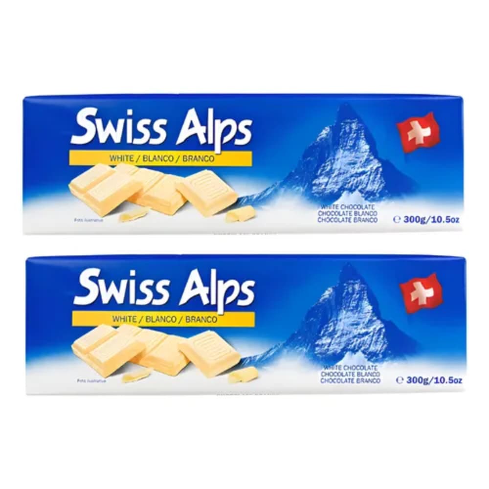 Kit 2 Tabletes Chocolate Branco Suiço Swiss Alps 300g – White Premium Importado