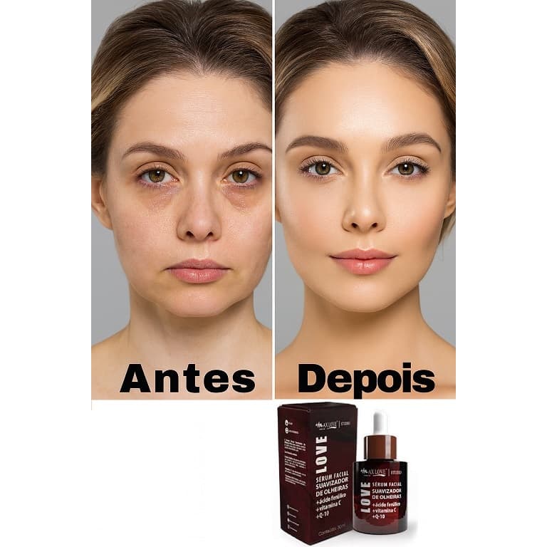Sérum Facial Suavizador de Bolsas e Olheiras Com Ácido Ferúlico, Vitamina C e Q-10