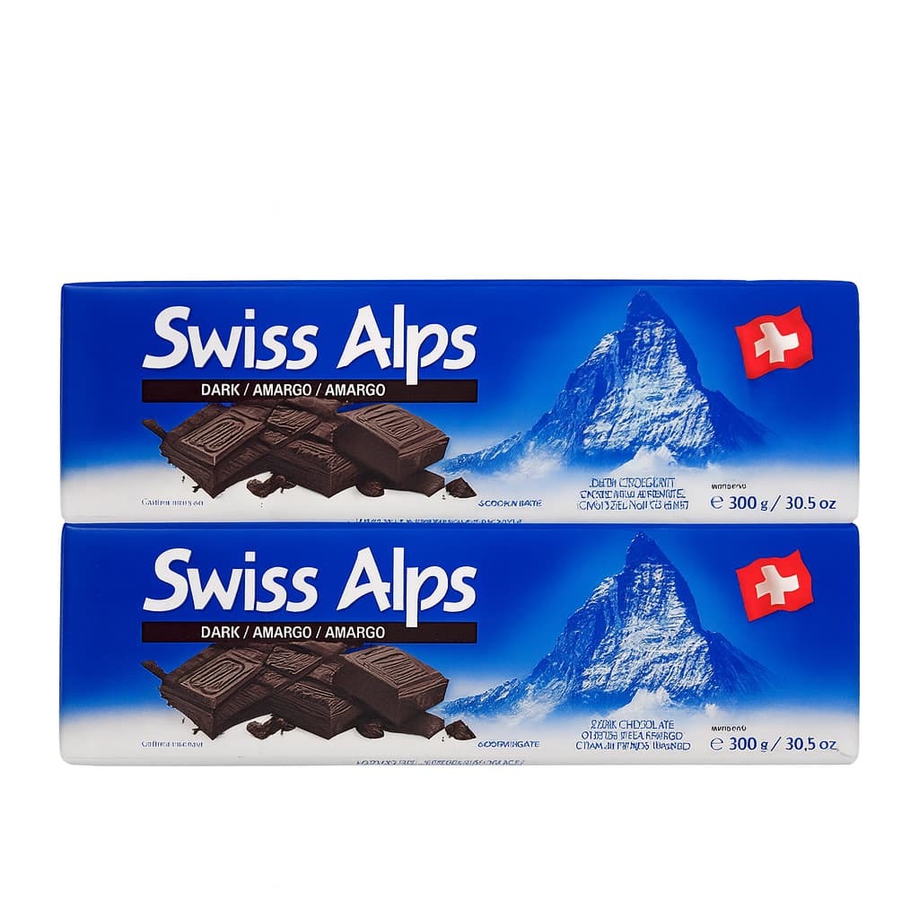 Kit 2 Barras Chocolate Suiço Amargo Swiss Alps Dark 300g – Tablete Premium Importado
