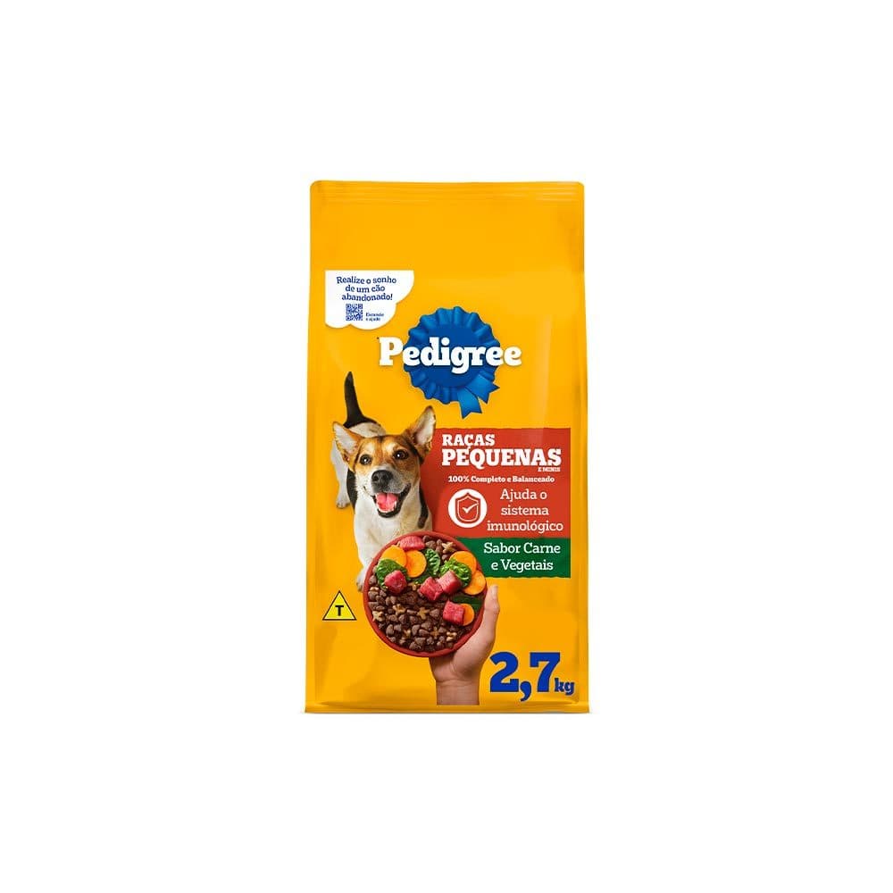 Ração Pedigree Carne e Vegetais Cães Adultos Raças Pequenas e Minis 2,7 kg