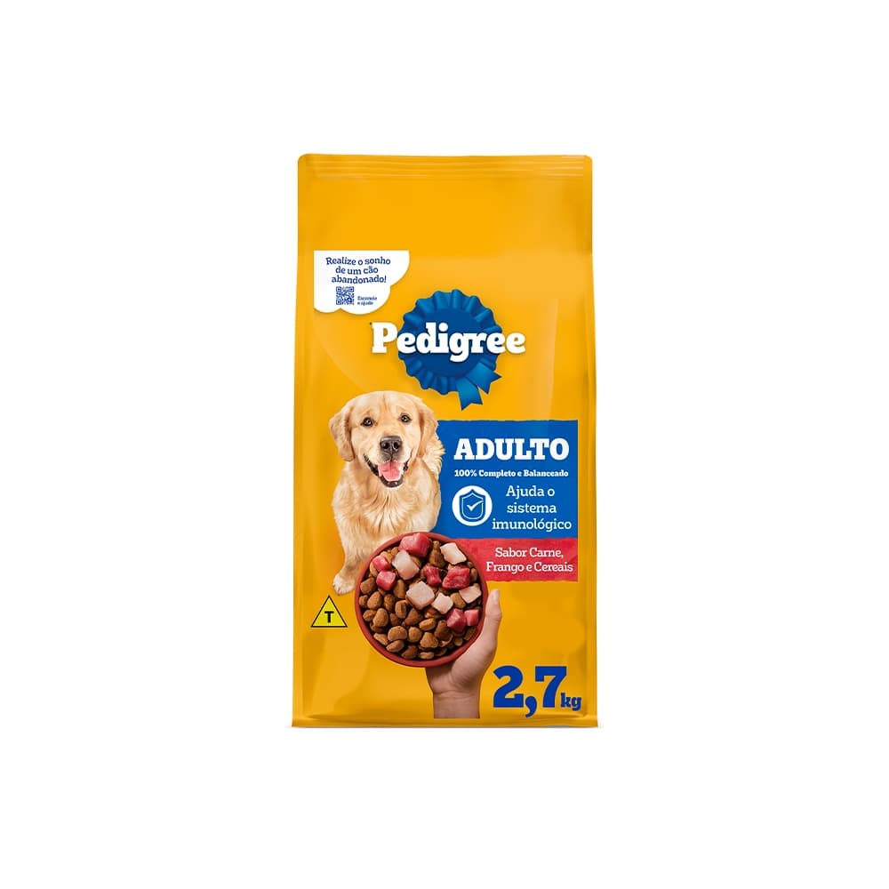 Ração Pedigree Carne Frango e Cereais Cães Adultos Raças Médias e Grandes 2,7 kg