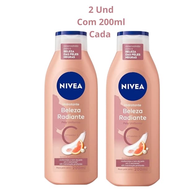 Kit 02 Hidratantes Nivea Beleza Radiante Para uma Pele Uniforme Hidratação Profunda 200ml