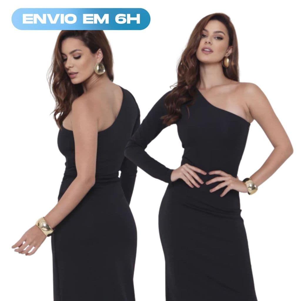 Vestido Ombro único com Fenda de Festa Balada Vestido Longo Feminino - 65