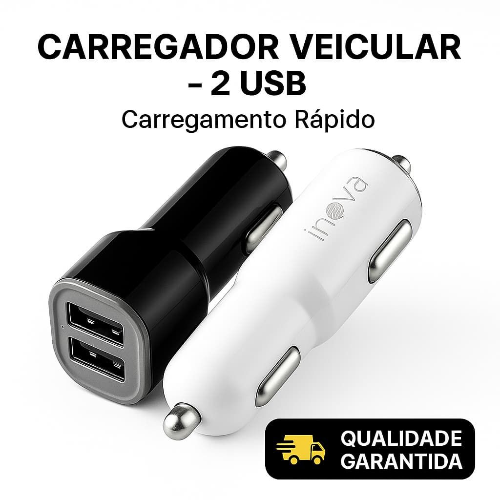 Carregador Veicular Turbo 3.1A 2 USB – Rápido, Seguro e Compatível com Todos os Carros
