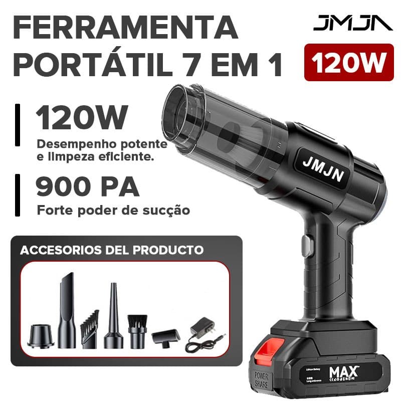 JMJN Ferramenta Portátil 7 em 1 - Aspirador e Soprador com Múltiplas Funções para Todas as Necessidades