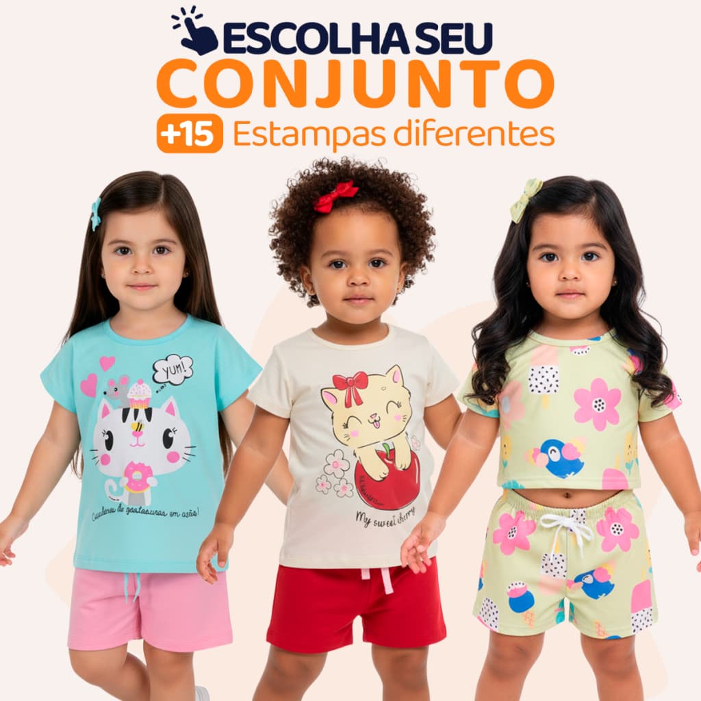 Escolha Seu Conjunto Infantil de Bebê Menina Feminino Verão Manga Curta Algodão Roupas de Bebê Menina 1 ao 10 L01