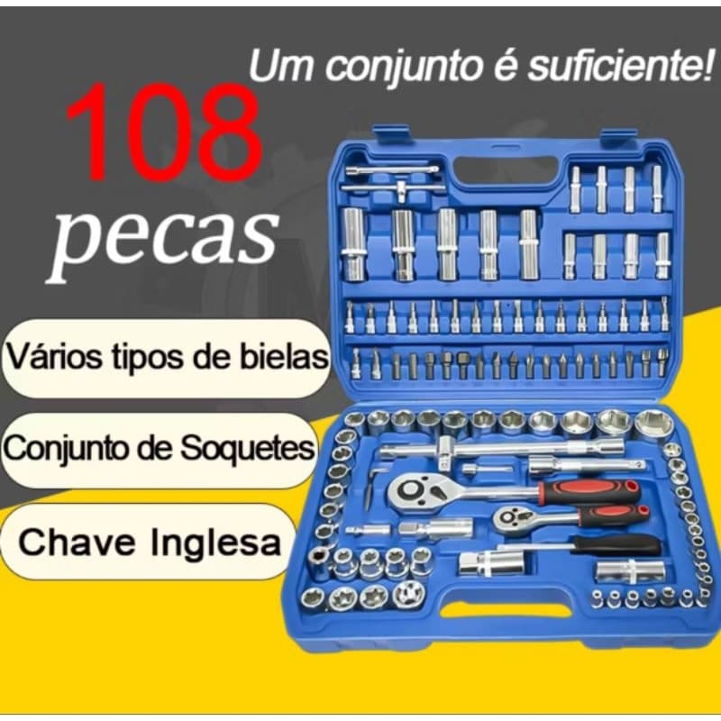 ferramenta Jogo 108pcs De Soquete 1/2 Simila Chave Catraca Aço Crv Profissional Alta Qualidade 15666