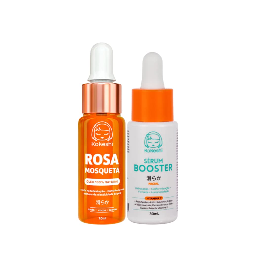 Kit Kokeshi Sérum Vitamina C + Óleo Rosa Mosqueta 100% Puro