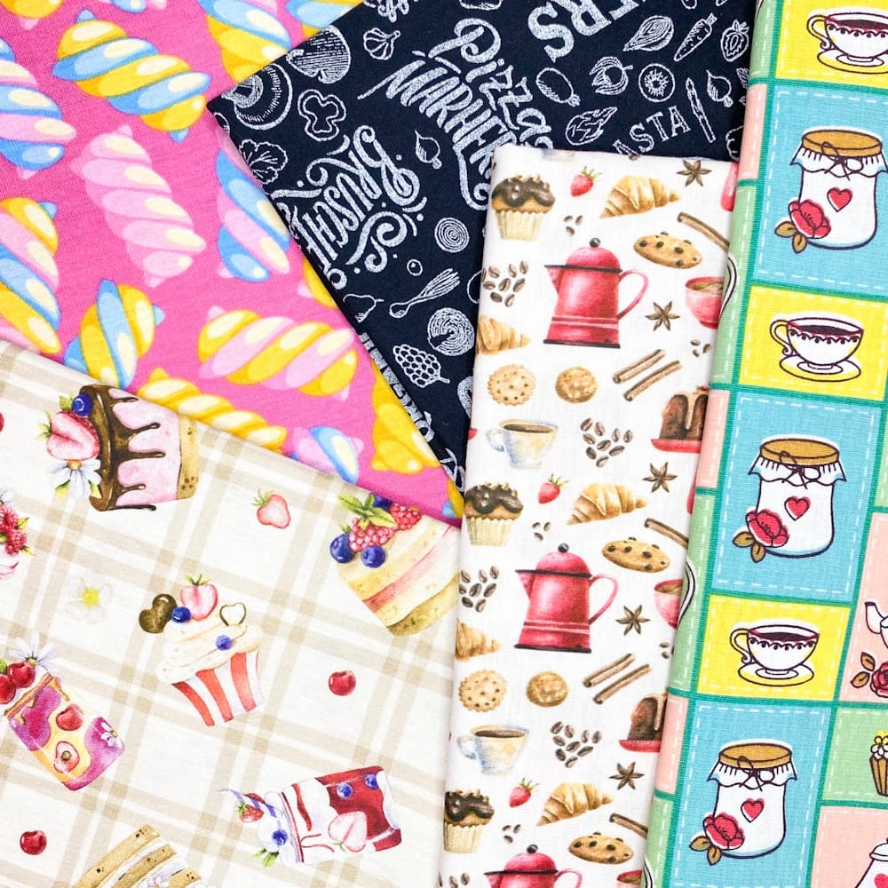 3 Metros x 1.50 m Tecido Tricoline Cozinha, Bebibas e Comida - Estampas Sortidas / Patchwork / Artesanato