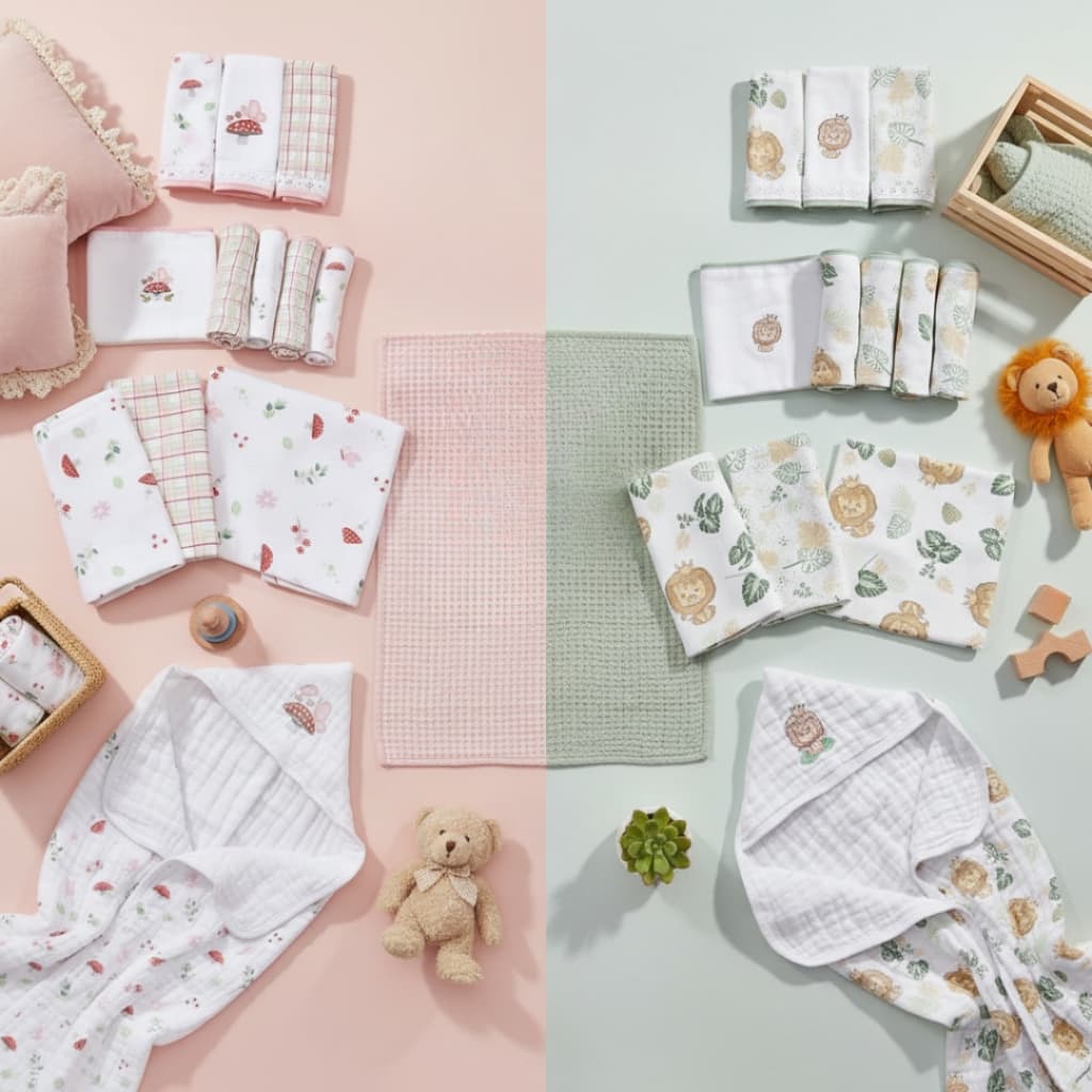 Kit Enxoval Luxo Bebê 12 Peças – Fralda, Toalha Soft, Cueiro e Pano de Boca | Algodão | Dengo