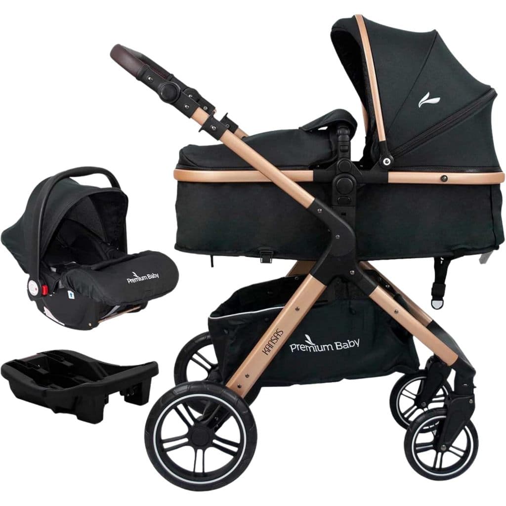 Carrinho Bebê Conforto E Base Trio Completo Preto Bronze