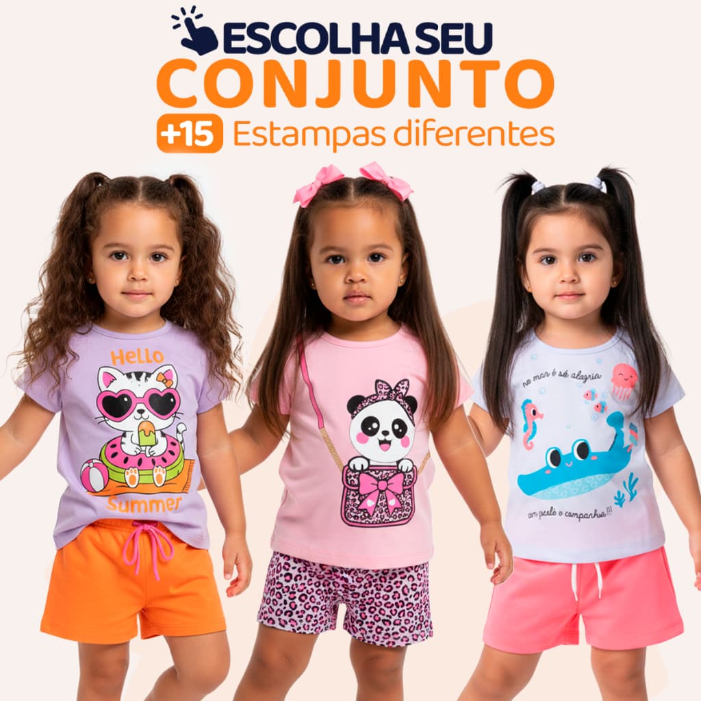 Escolha Seu Conjunto Infantil de Bebê Menina Infantil Feminino Verão Manga Curta Roupa de Bebê Tamanho 1 Ao 8 L02
