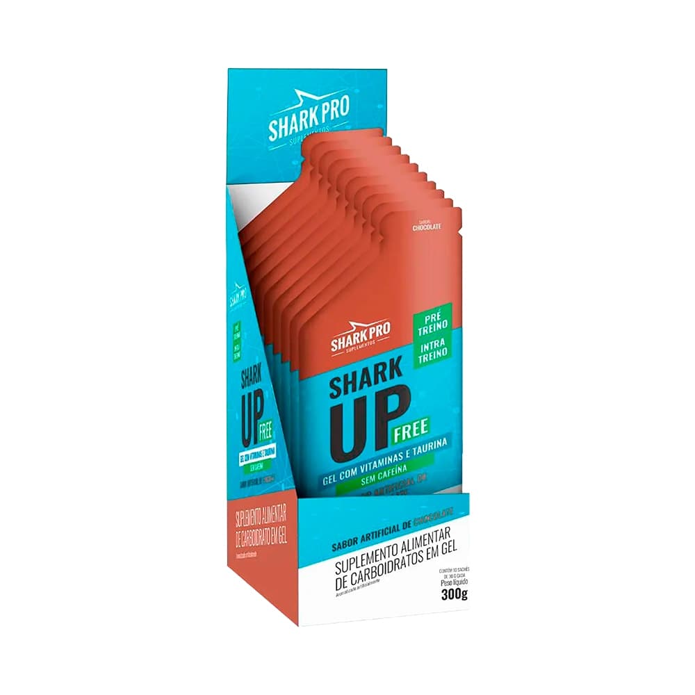 Pré e Intra Treino em Gel Carboidrato Shark Up Free Sem Cafeína Shark Pro Caixa Com 10 Unidades